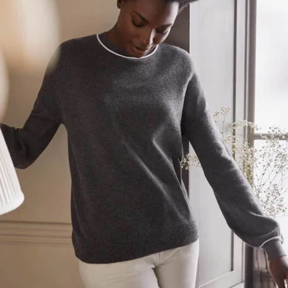 Boden Sweater Wool Cashmere Crew Neck Charcoal Melange 4